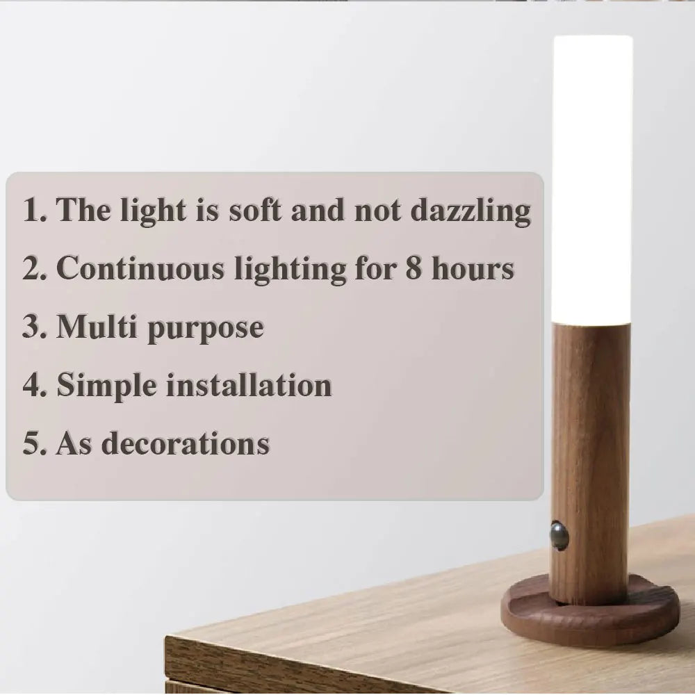 LED Wood USB Night Light Magnetic Wall Lamp