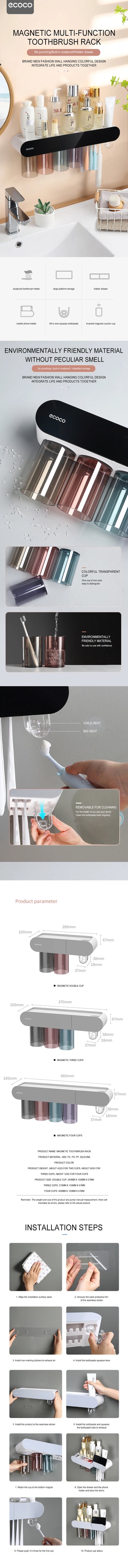 Magnetic Adsorption Inverted Toothbrush Holder