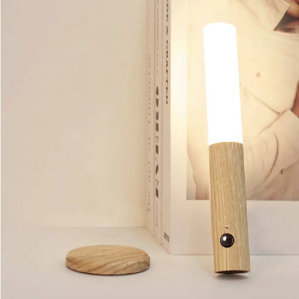 LED Wood USB Night Light Magnetic Wall Lamp