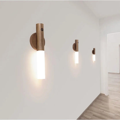 LED Wood USB Night Light Magnetic Wall Lamp