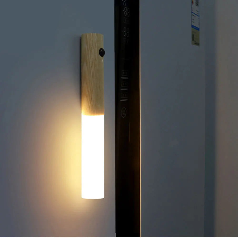 LED Wood USB Night Light Magnetic Wall Lamp